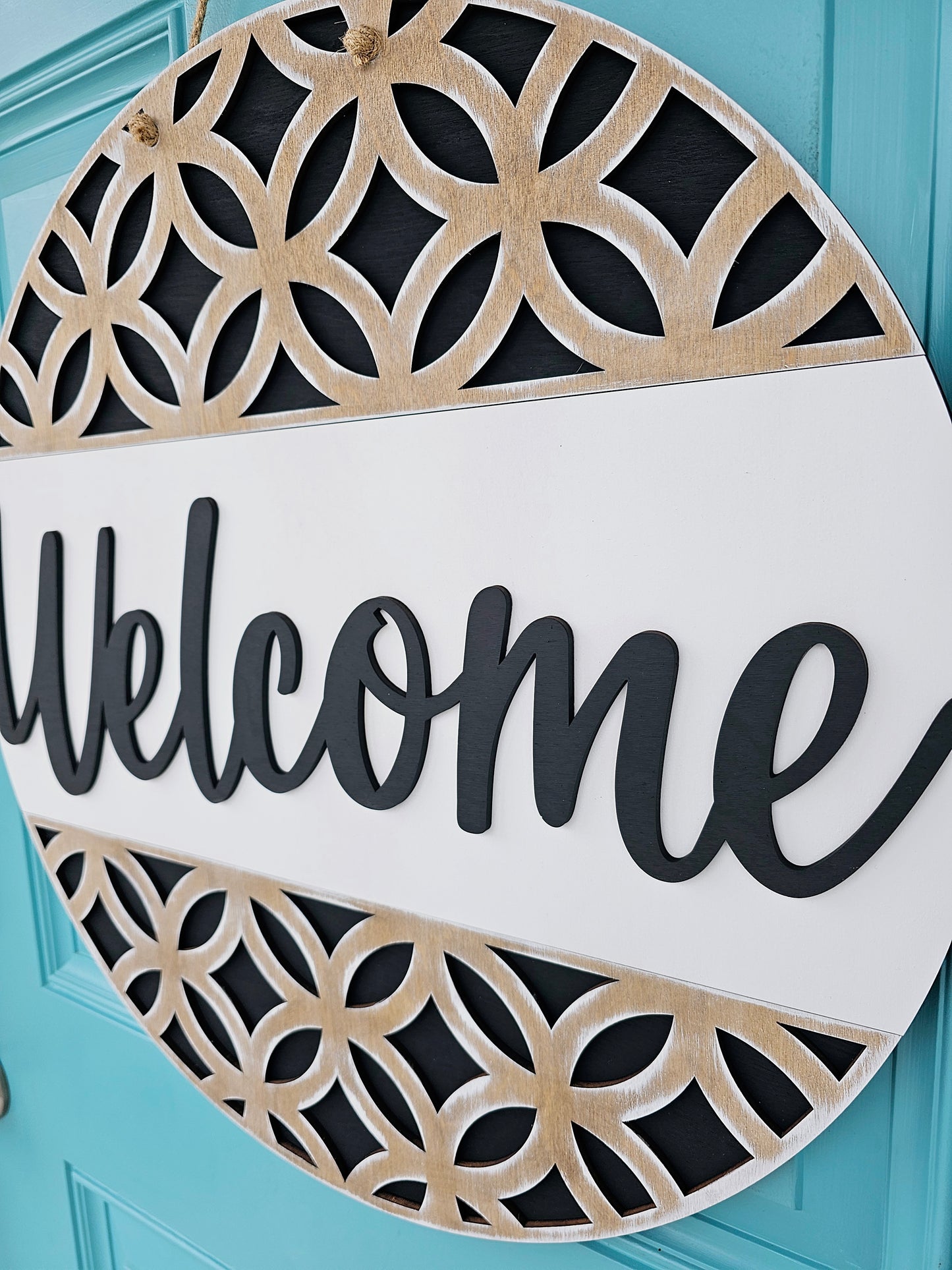 Welcome Modern Geometric Door Hanger