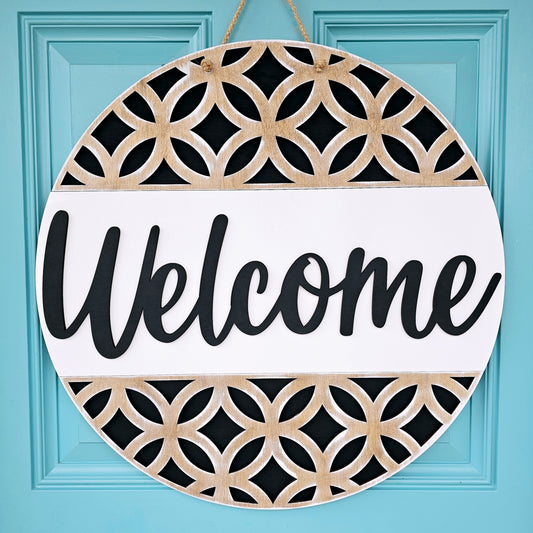 Welcome Modern Geometric Door Hanger