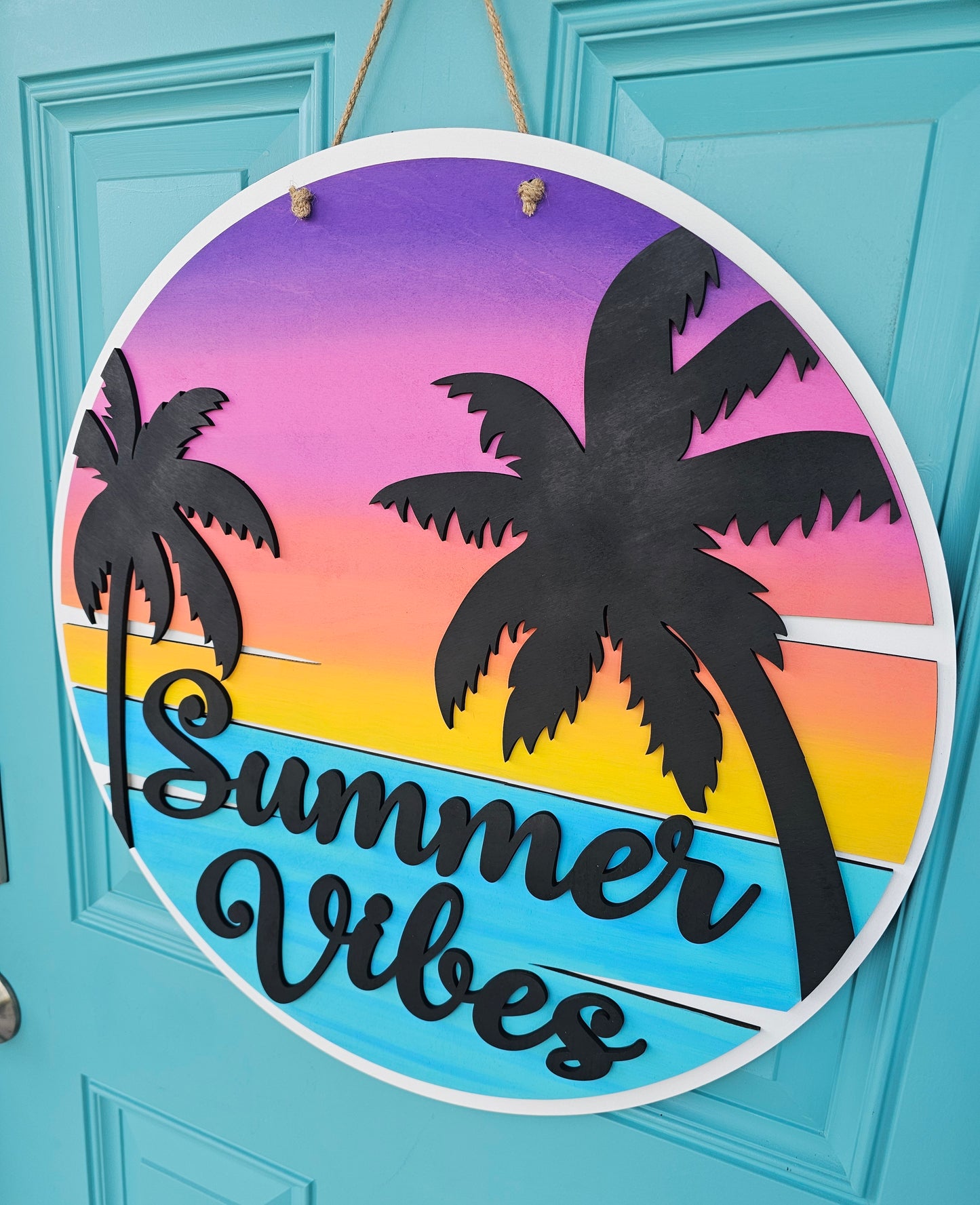 Summer Vibes Palm Trees Door Hanger