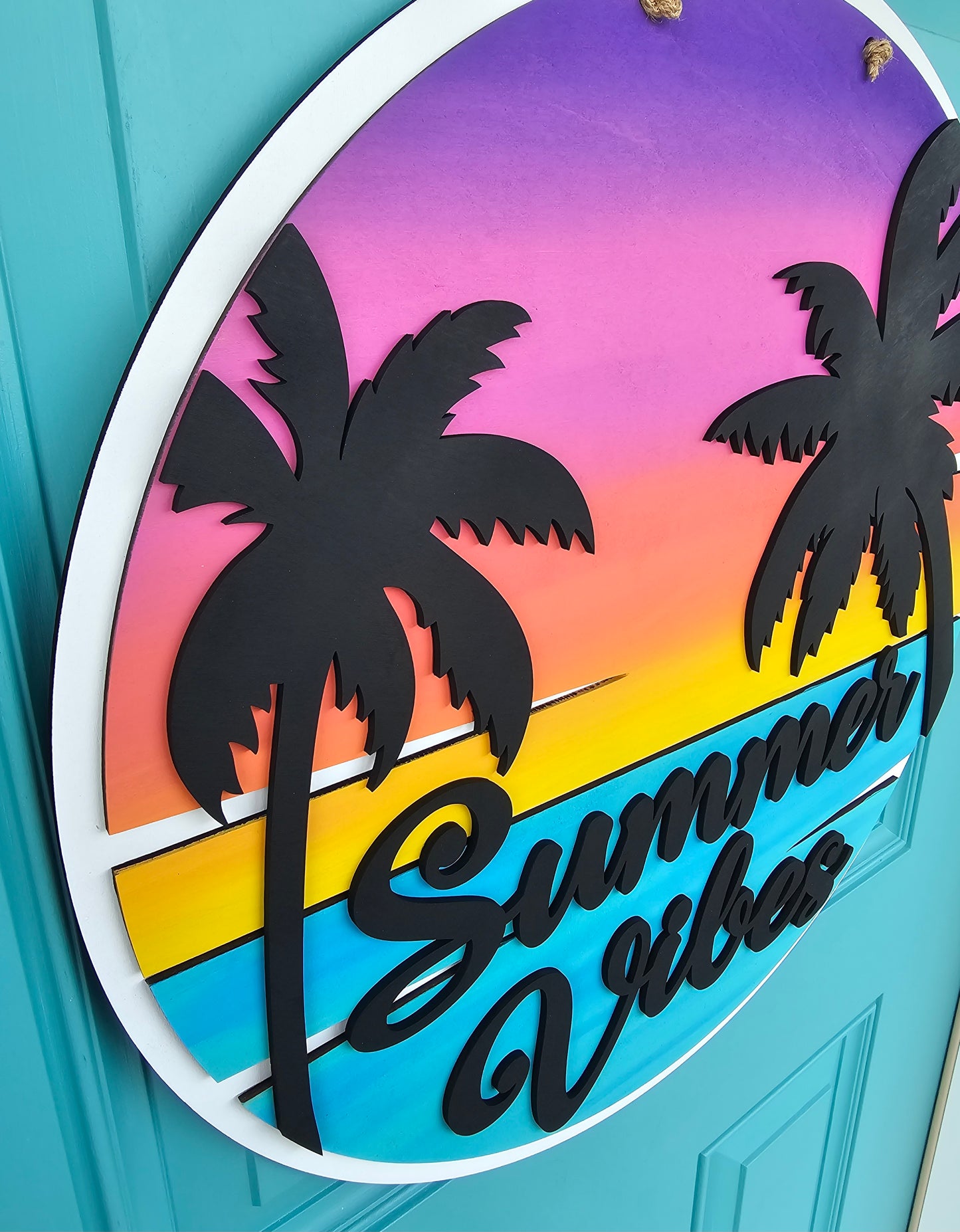 Summer Vibes Palm Trees Door Hanger