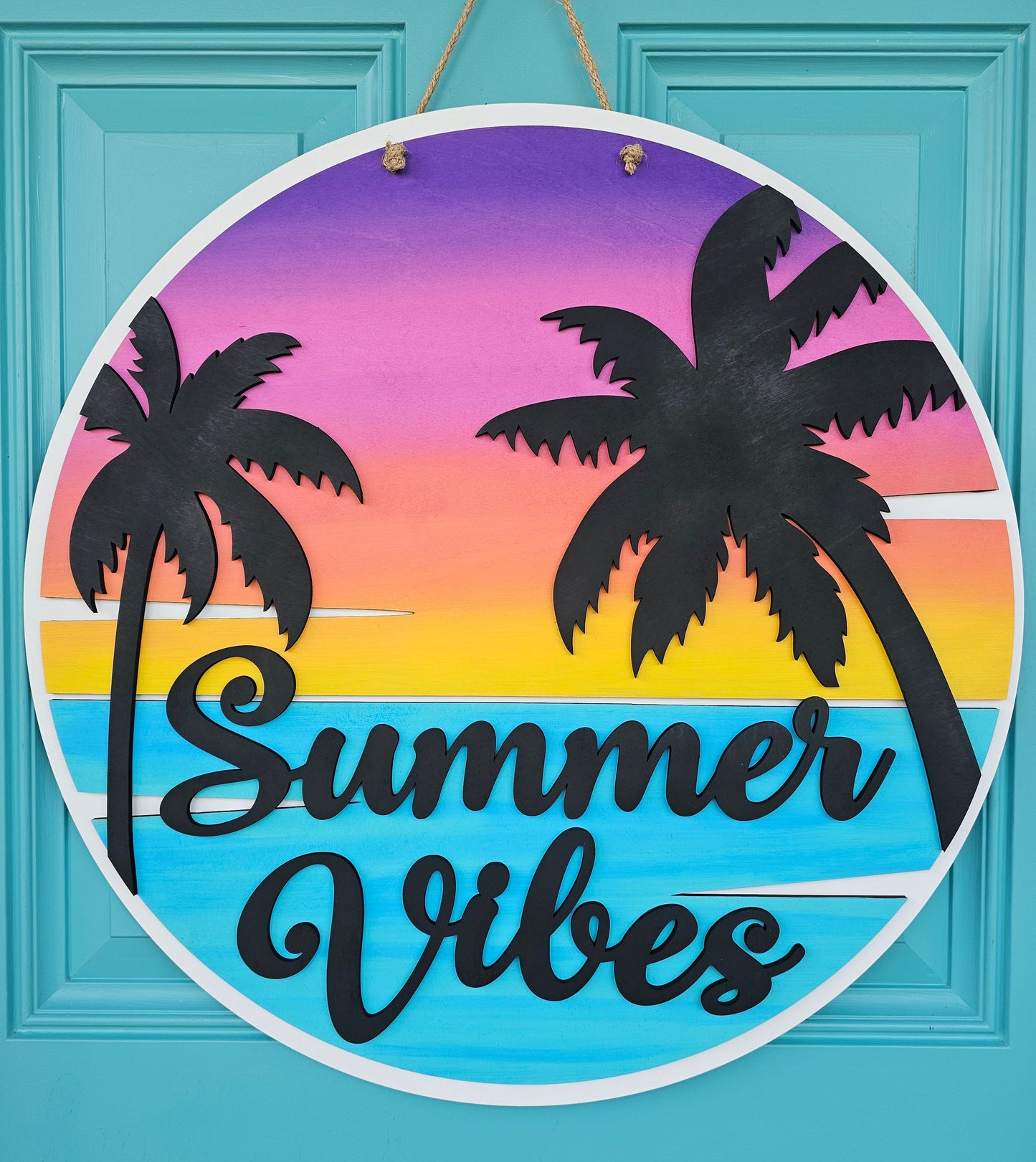 Summer Vibes Palm Trees Door Hanger