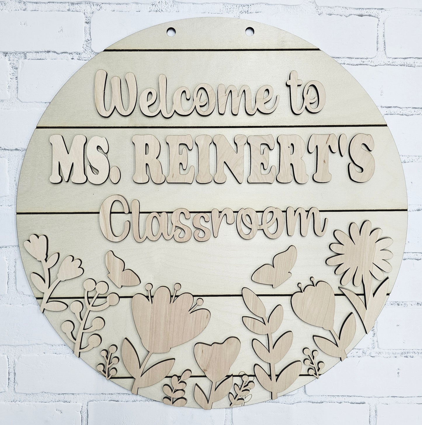 Personalized Floral Classroom Door Hanger