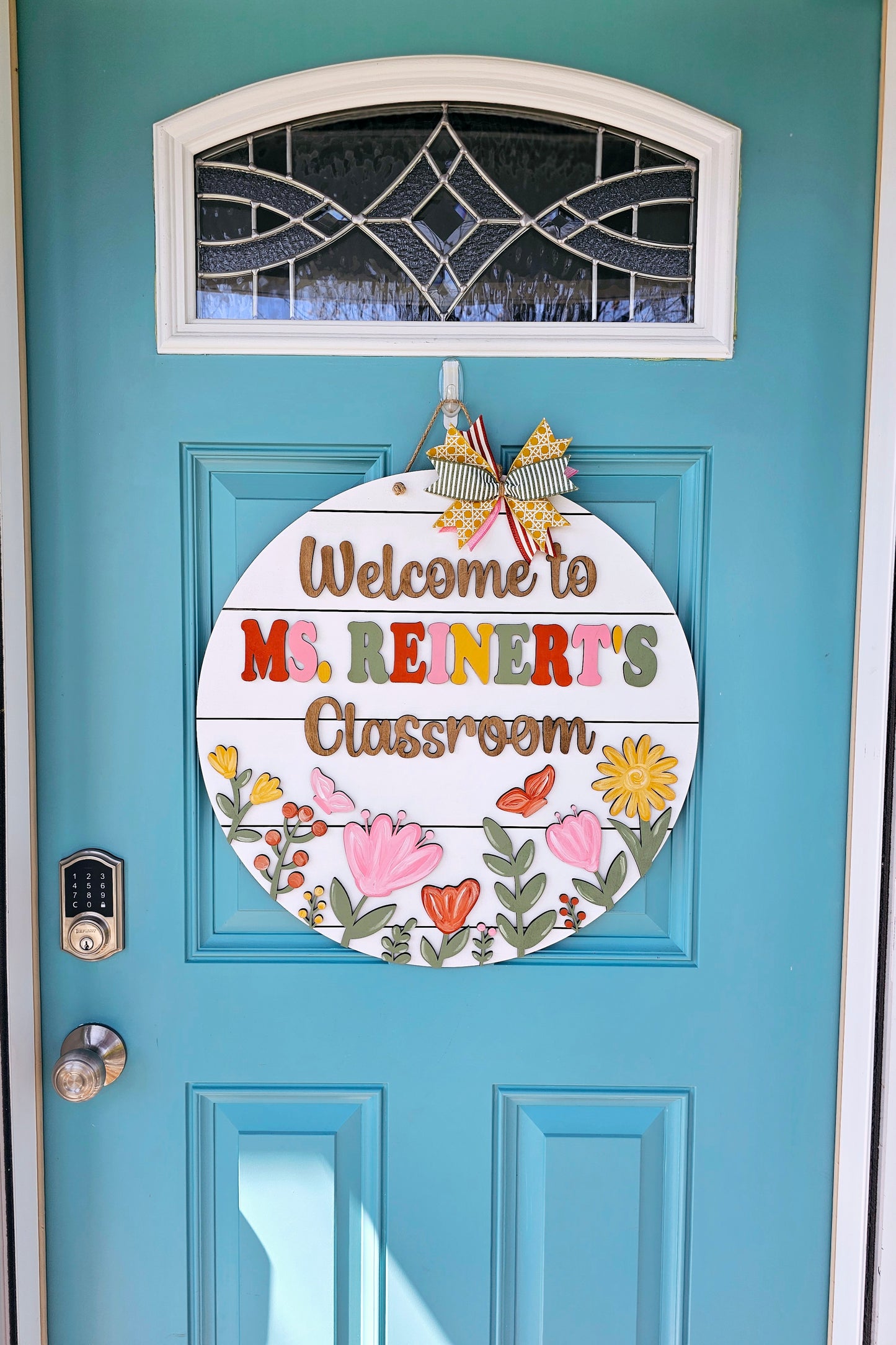 Personalized Floral Classroom Door Hanger