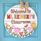 Personalized Floral Classroom Door Hanger