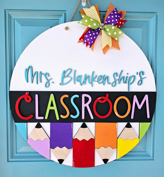 Personalized Colorful Pencil Door Hanger