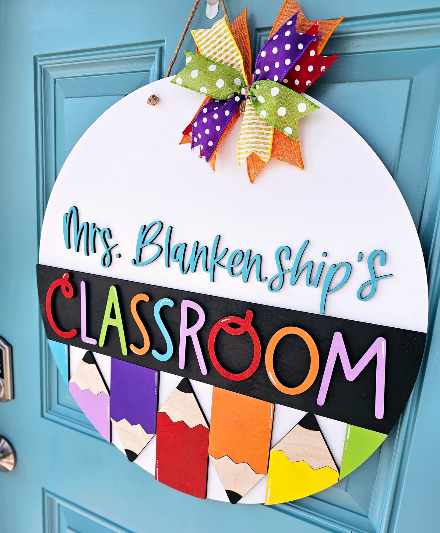 Personalized Colorful Pencil Door Hanger