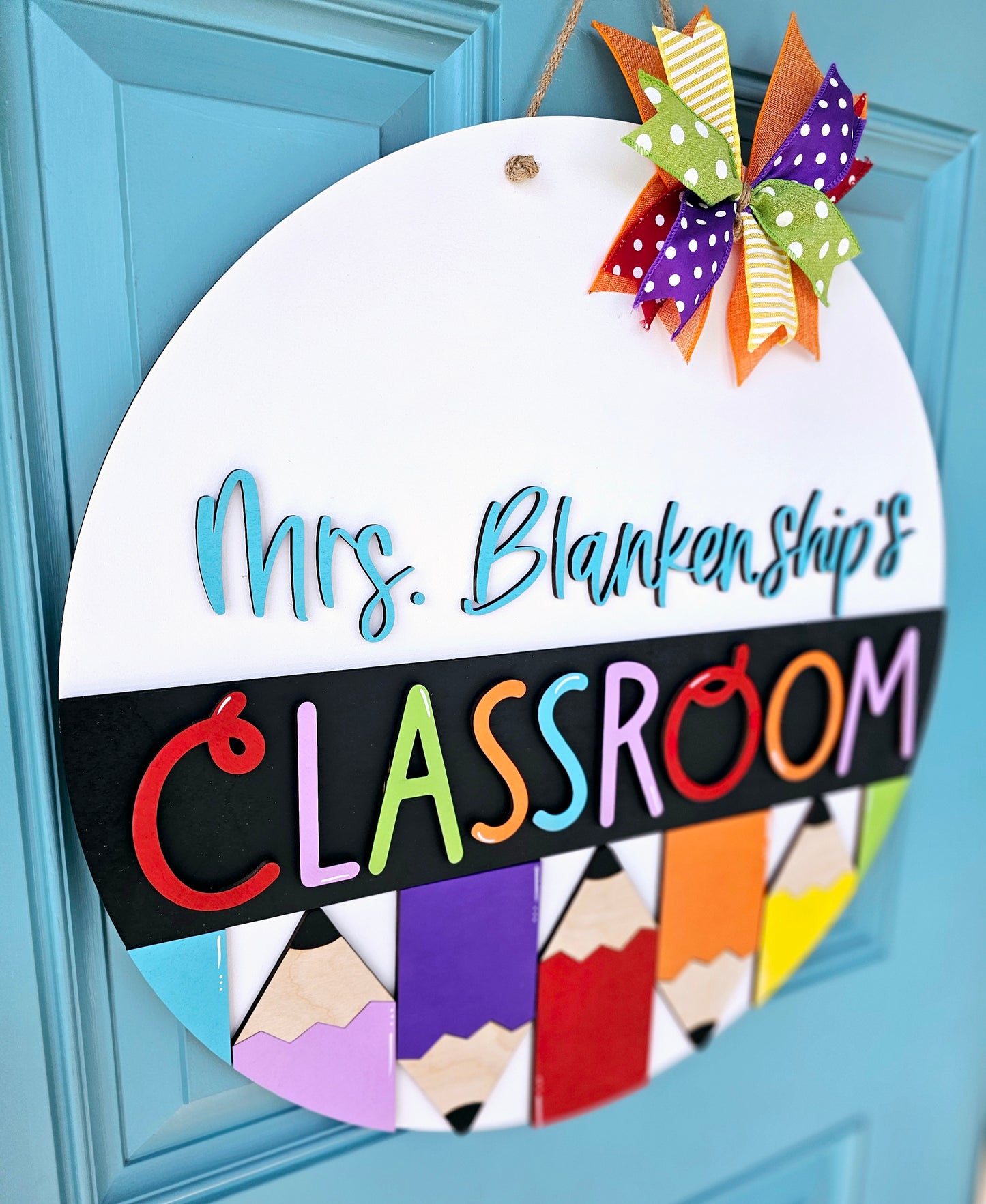 Personalized Colorful Pencil Door Hanger