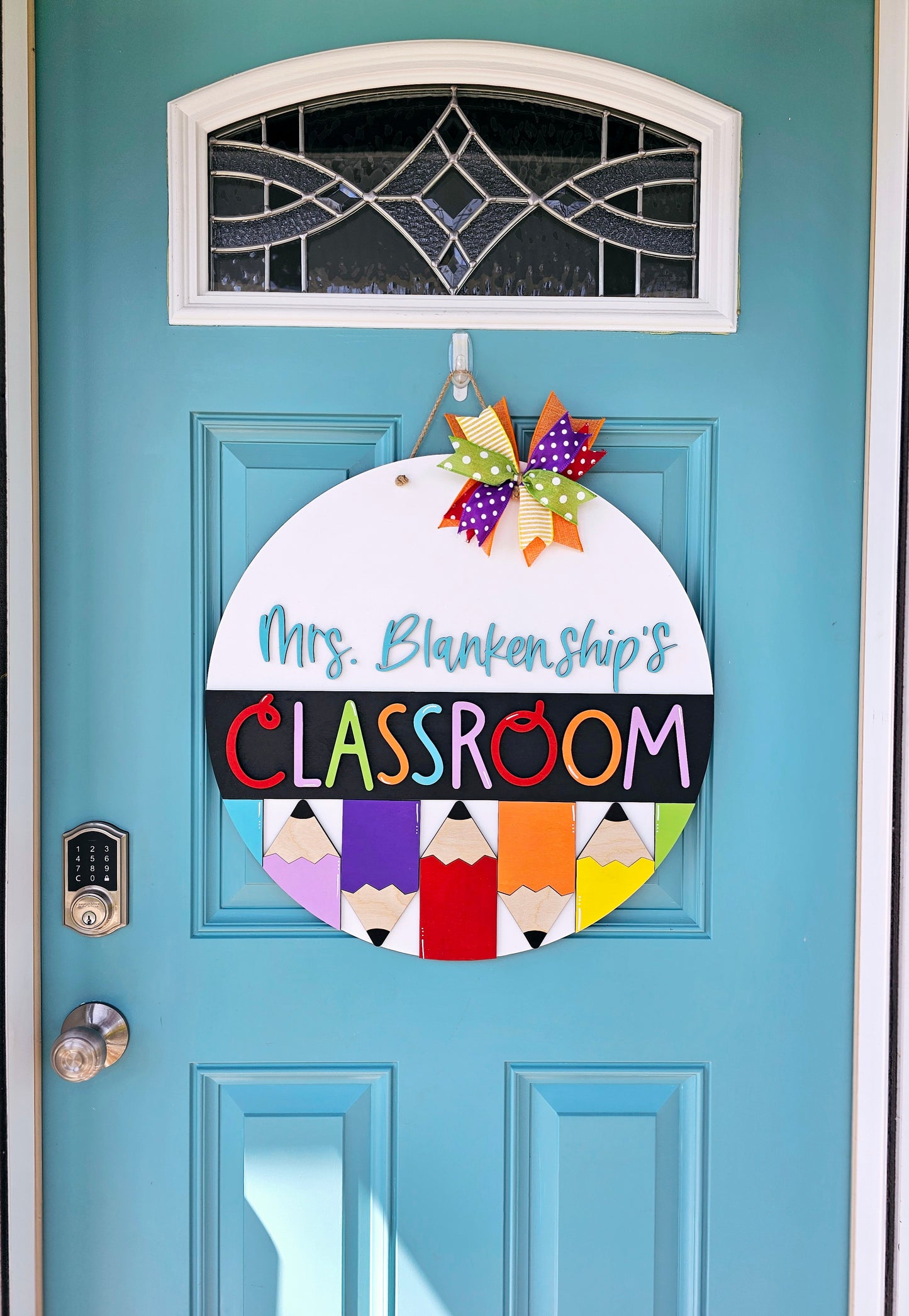 Personalized Colorful Pencil Door Hanger