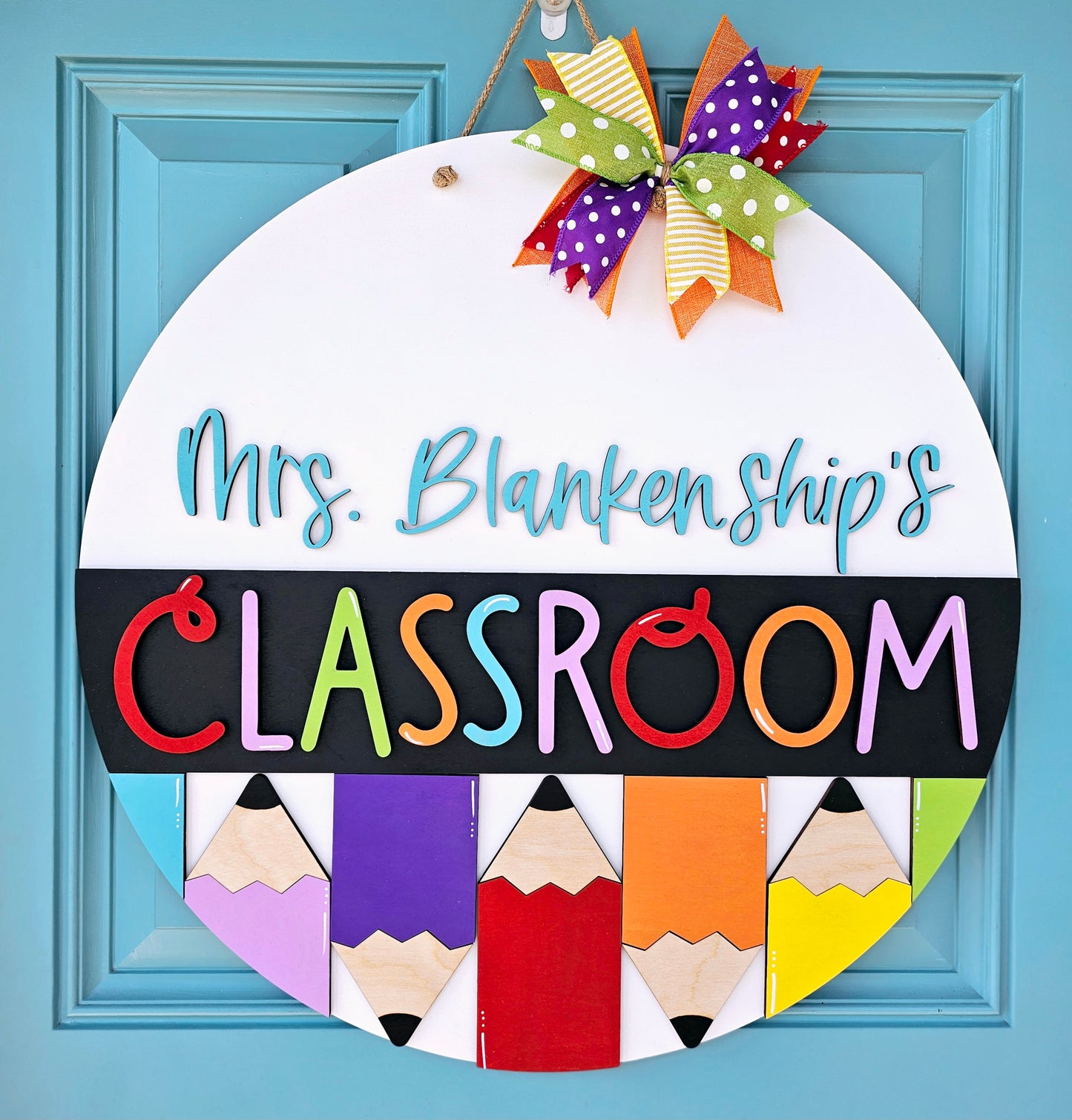 Personalized Colorful Pencil Door Hanger