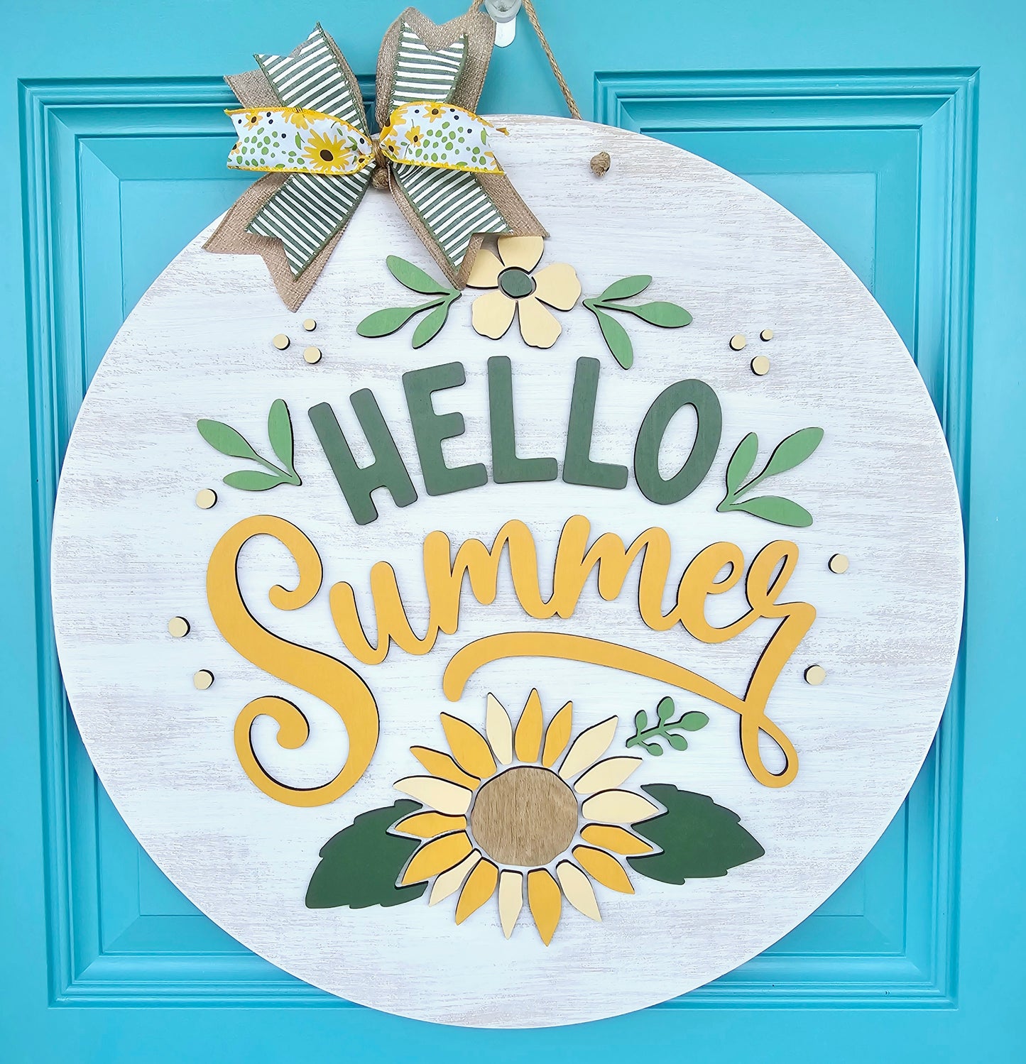 Hello Summer Sunflower Door Hanger