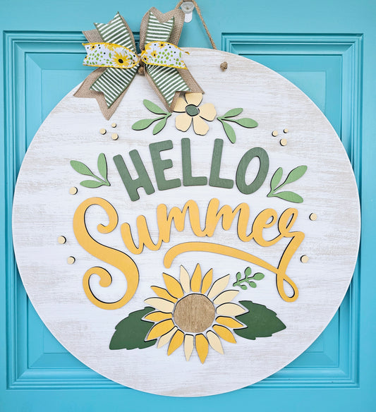 Hello Summer Sunflower Door Hanger