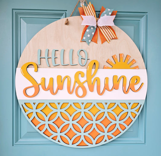 Hello Sunshine Summer Ombre Door Hanger