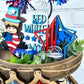 Patriotic Cow Tiered Tray Set