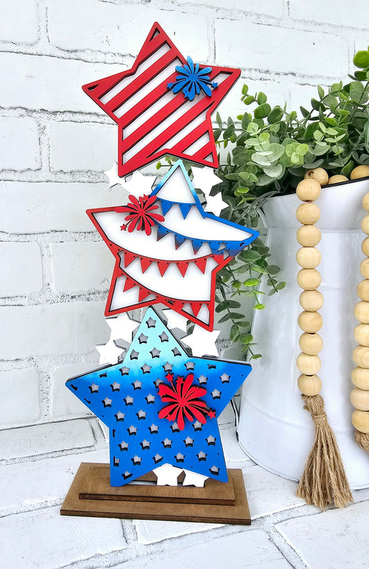 Freestanding Stacked Patriotic Stars-wholesale