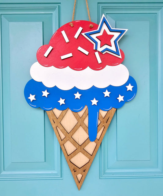 Patriotic Ice Cream Door Hanger