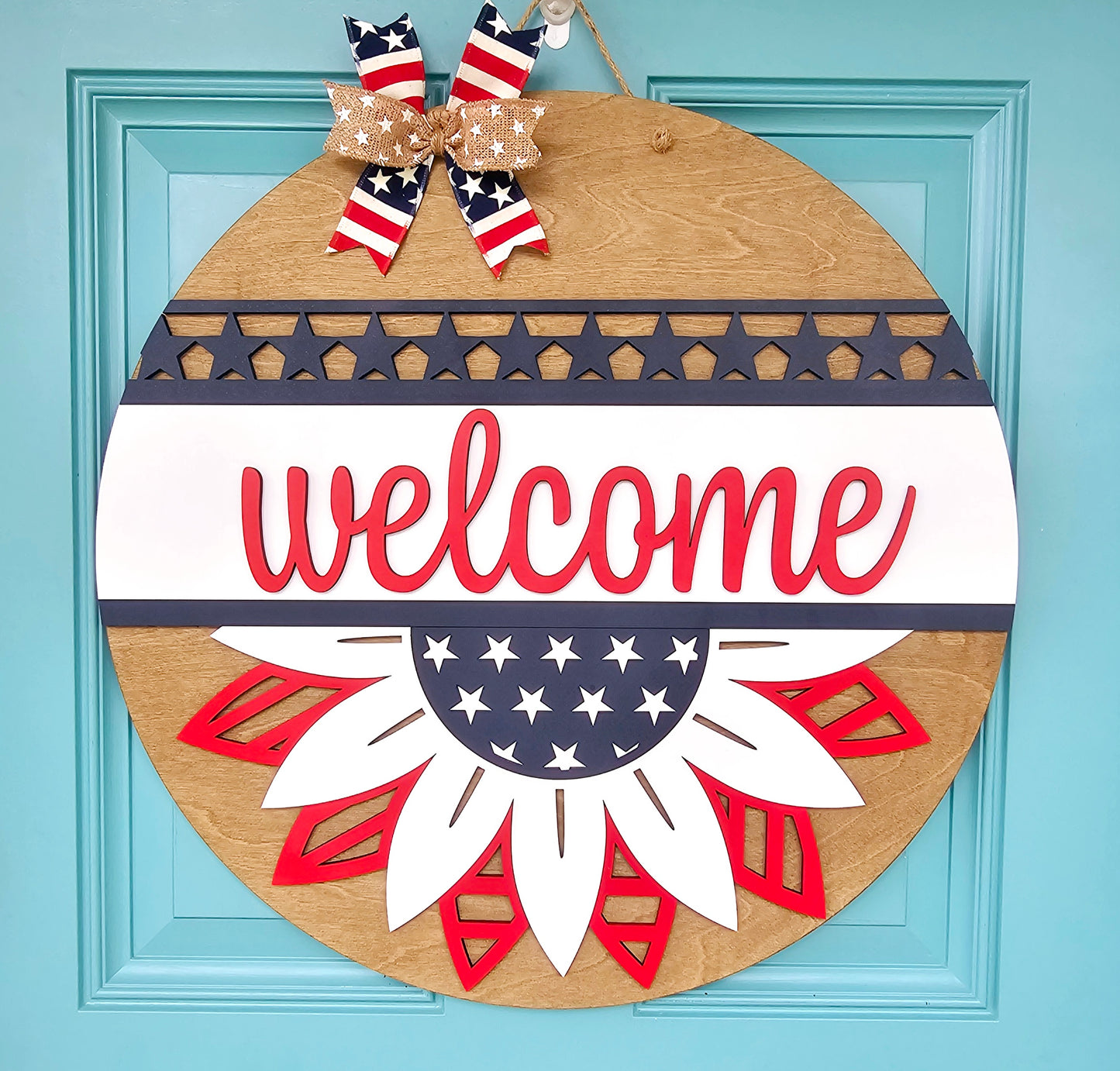 Patriotic Sunflower Door Hanger