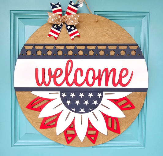 Patriotic Sunflower Door Hanger