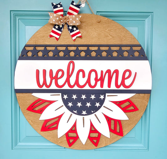 Patriotic Sunflower Door Hanger-wholesale