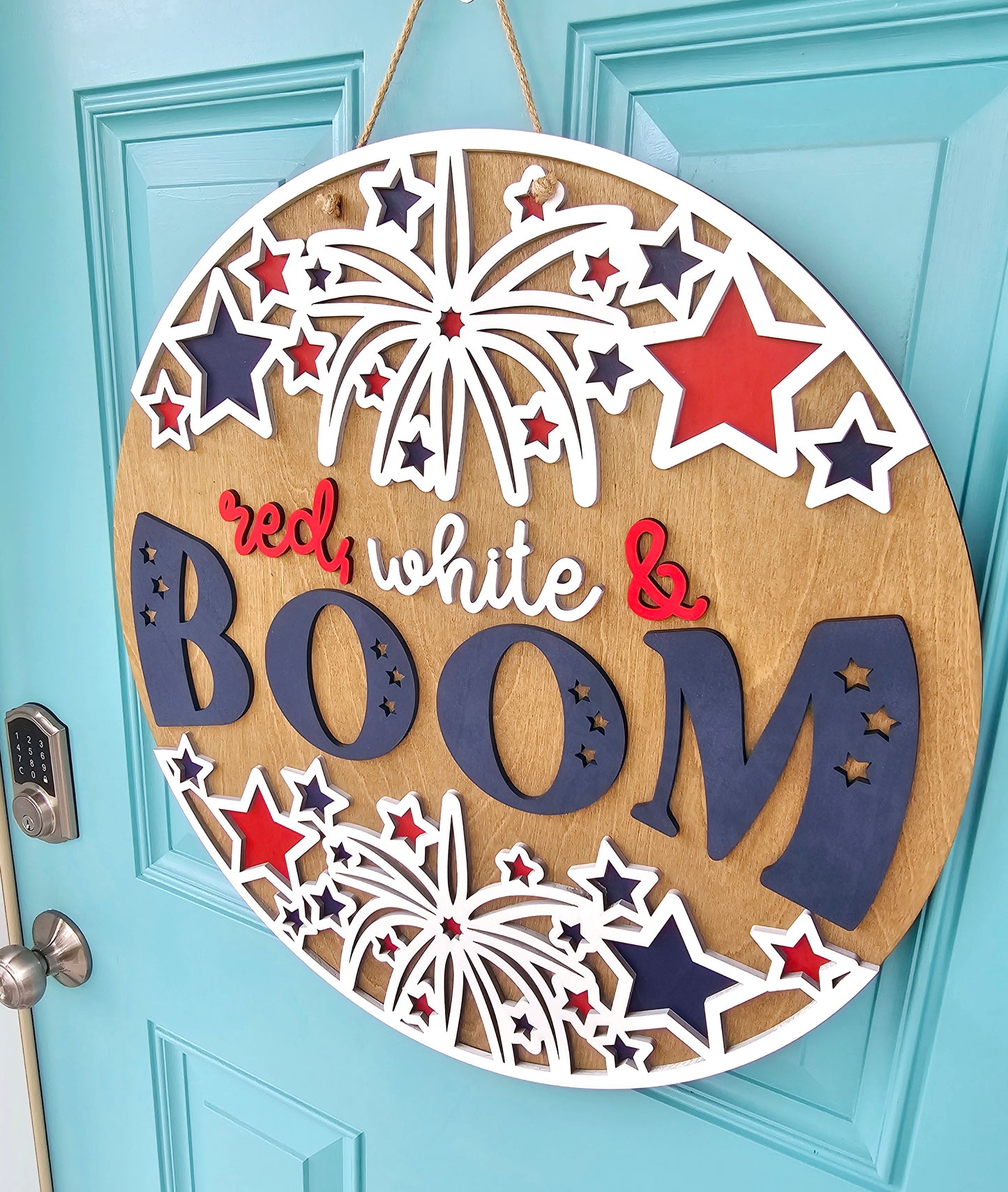 Red, White & Boom Patriotic Door Hanger