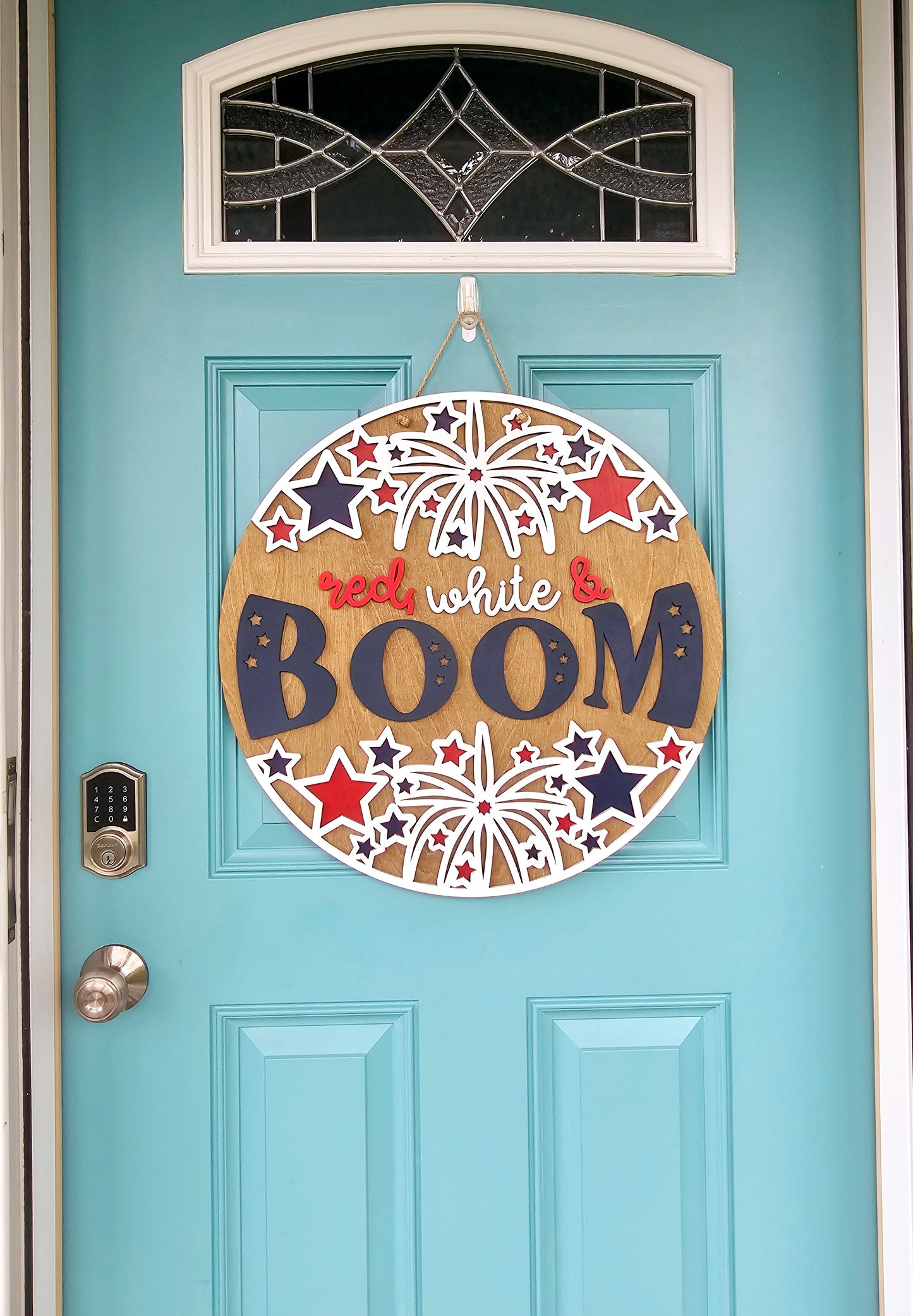 Red, White & Boom Patriotic Door Hanger