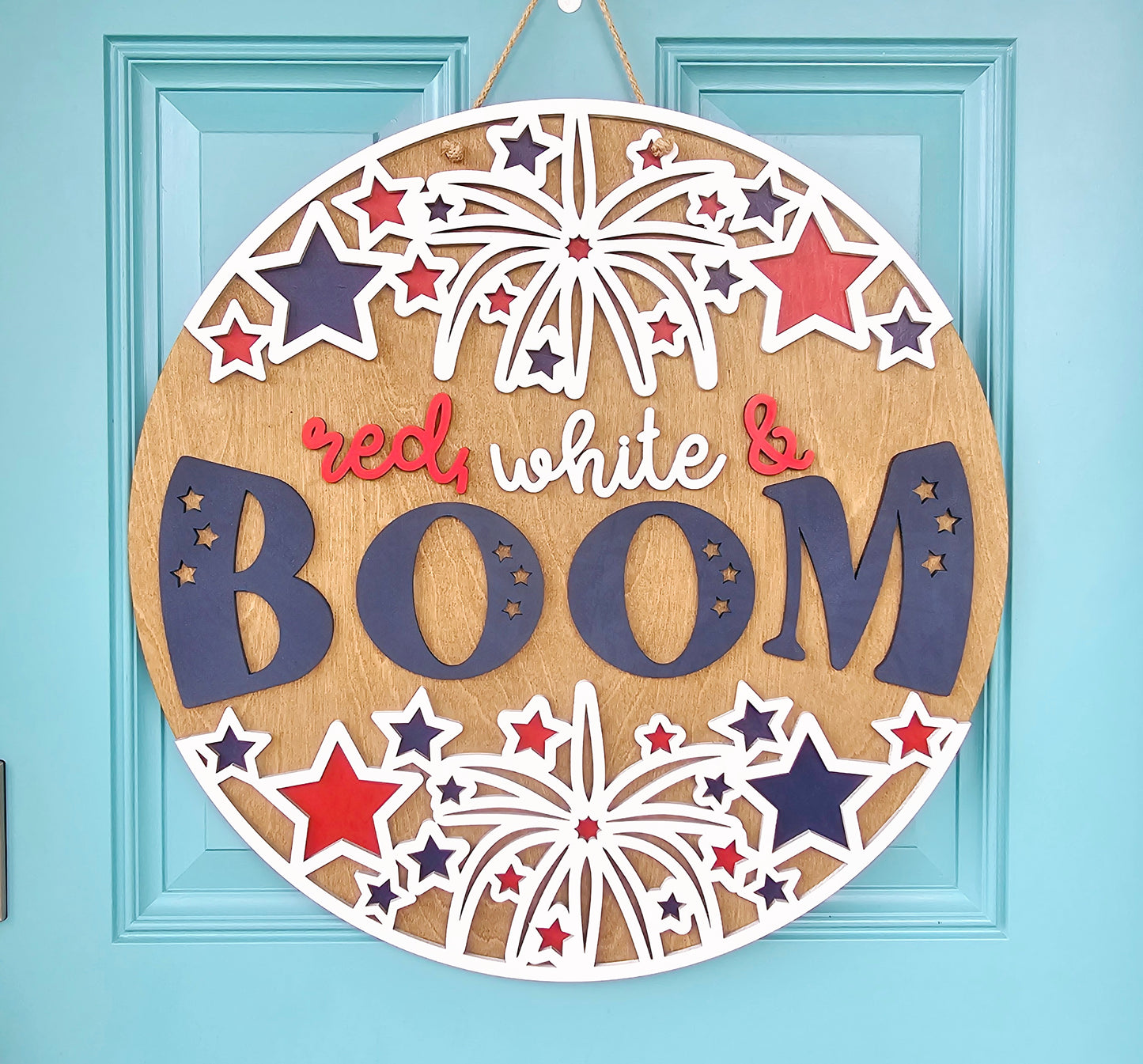 Red, White & Boom Patriotic Door Hanger