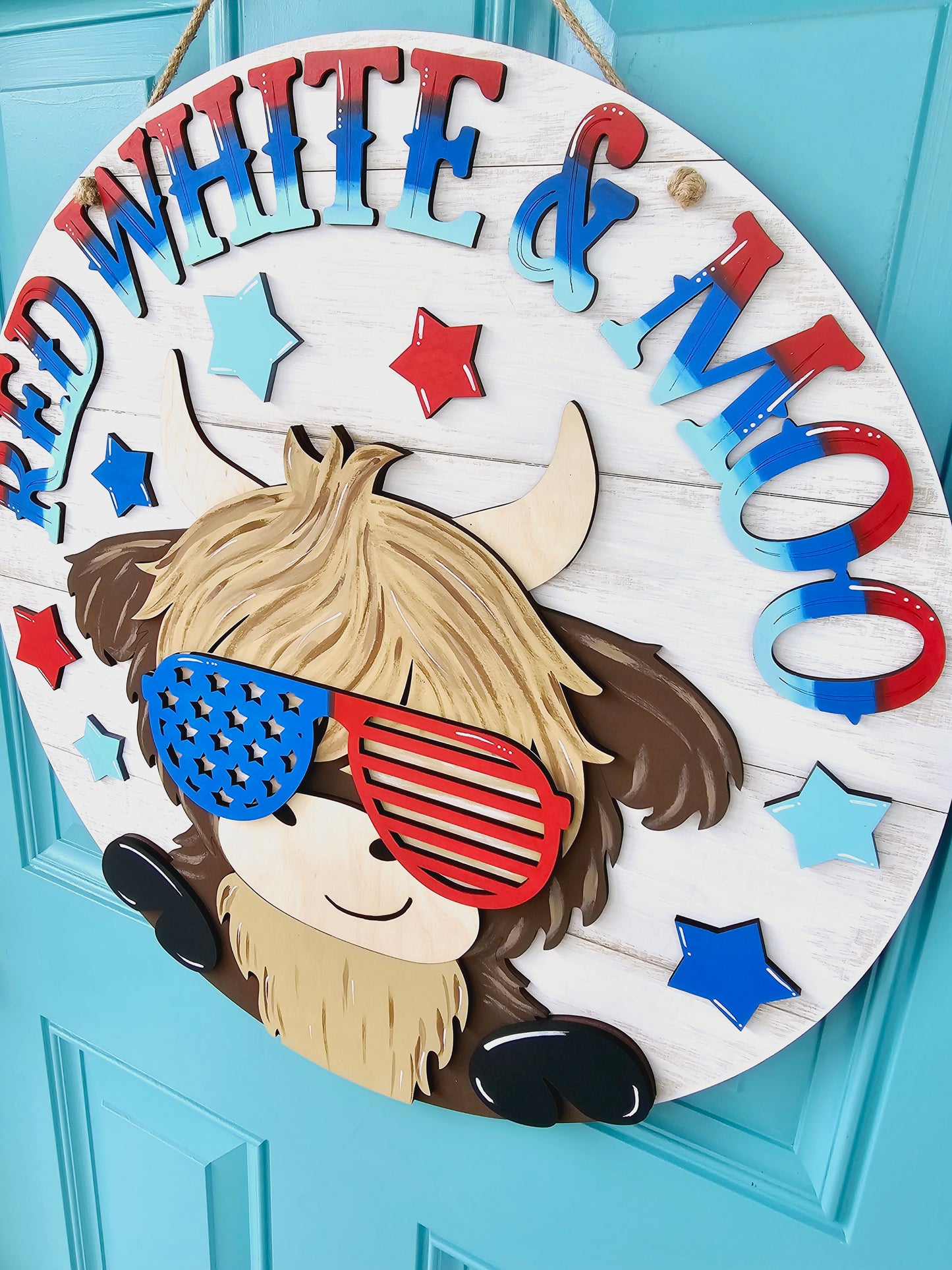 Red, White & Moo Door Hanger