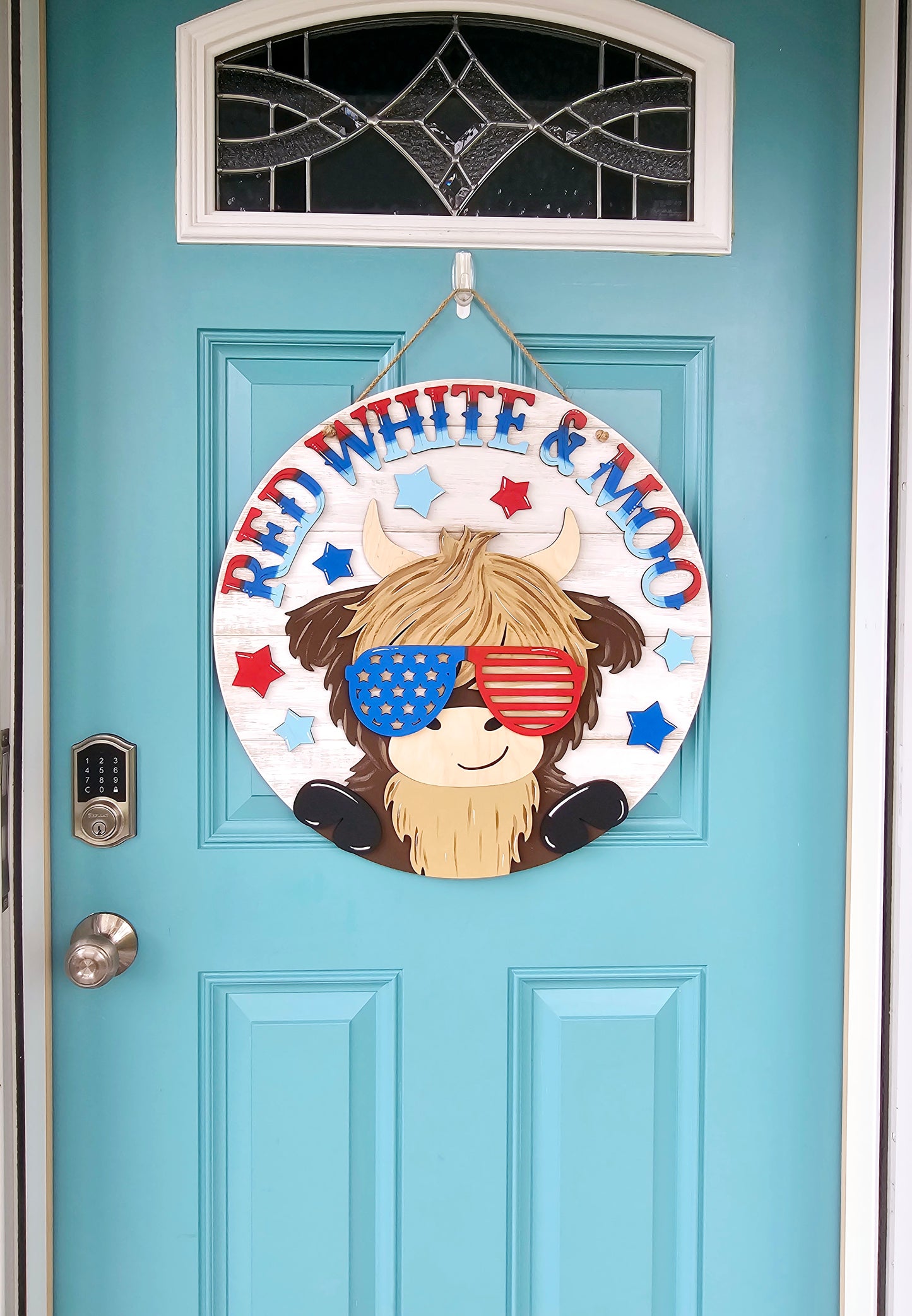 Red, White & Moo Door Hanger