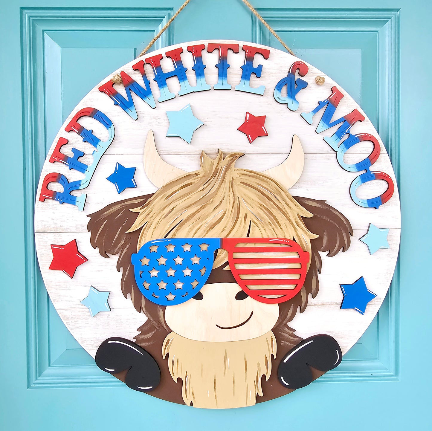 Red, White & Moo Door Hanger