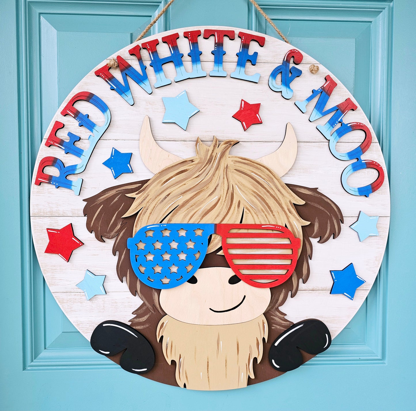 Red, White & Moo Door Hanger