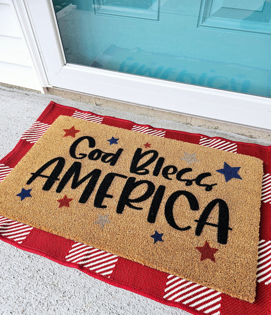 God Bless America Patriotic Doormat