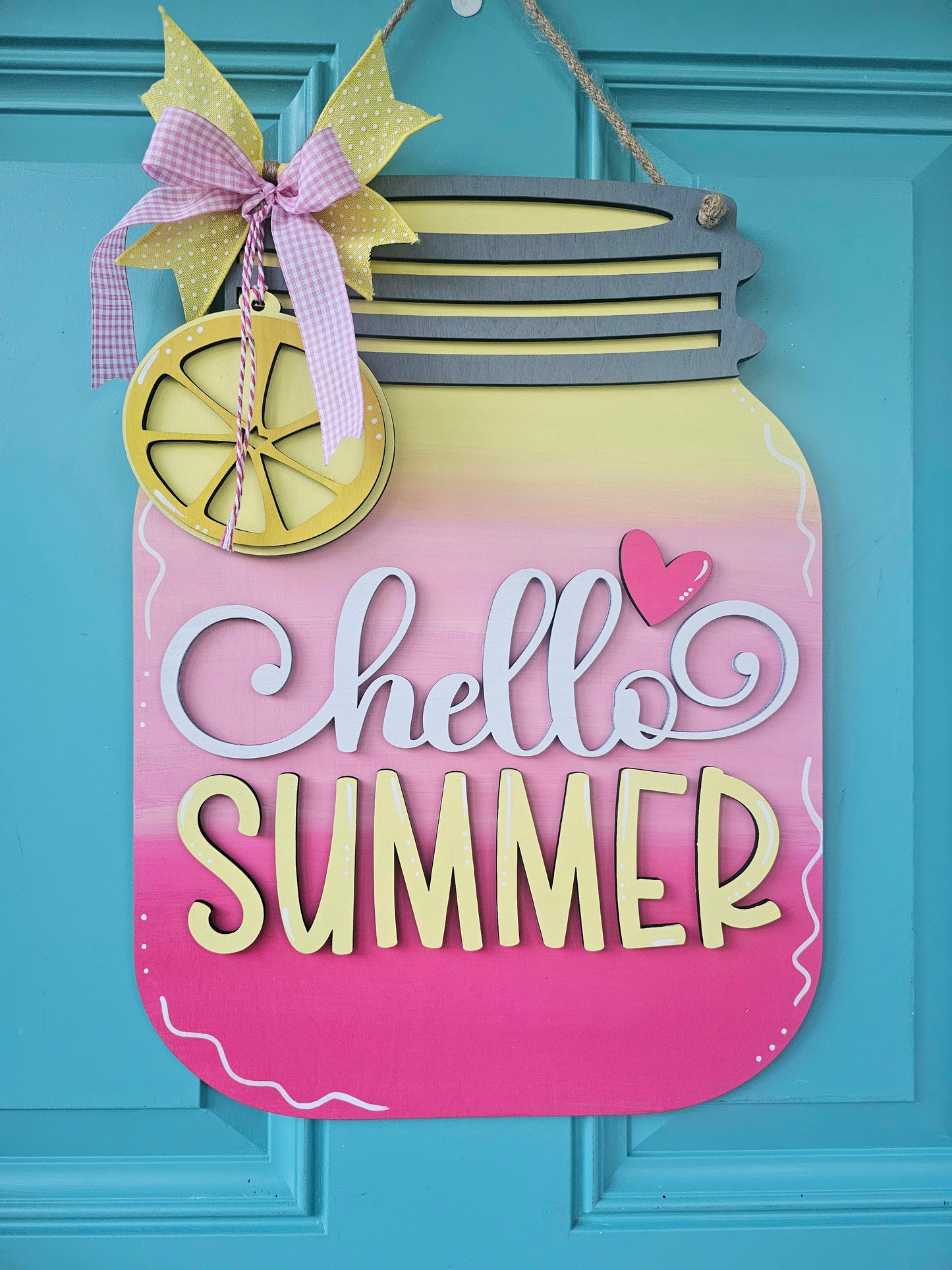 Hello Summer Mason Jar Door Hanger