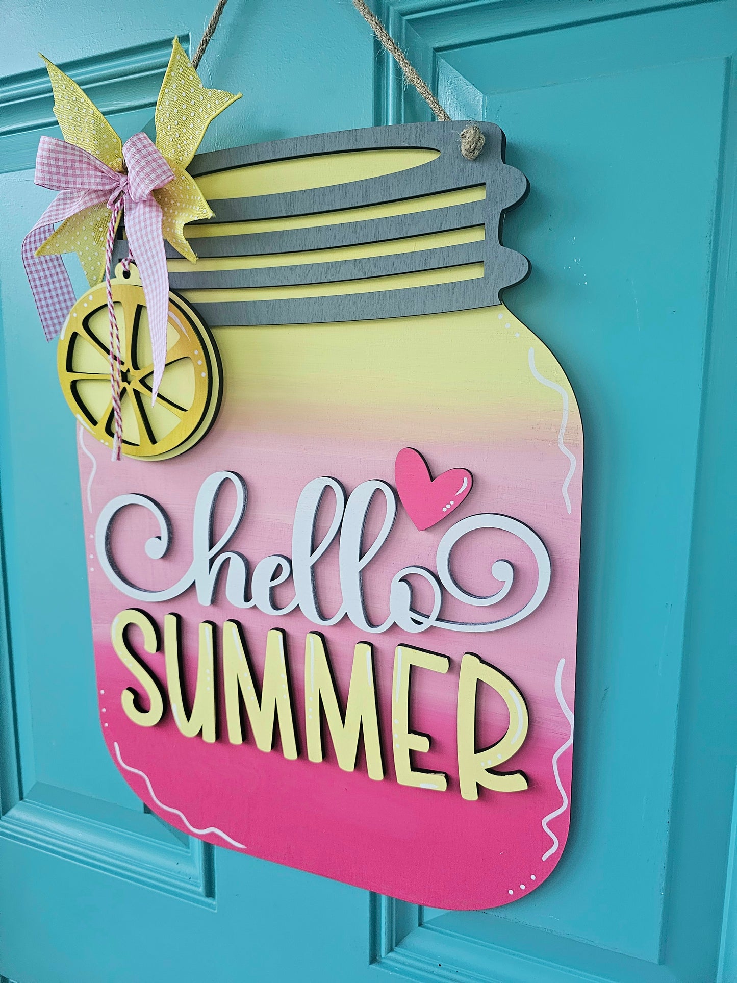 Hello Summer Mason Jar Door Hanger