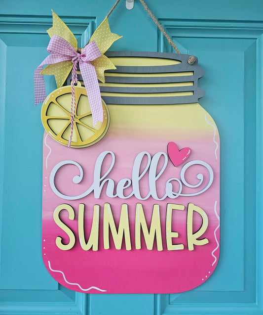 Hello Summer Mason Jar Door Hanger