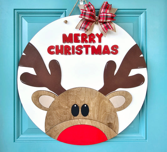 Merry Christmas Reindeer Door Hanger