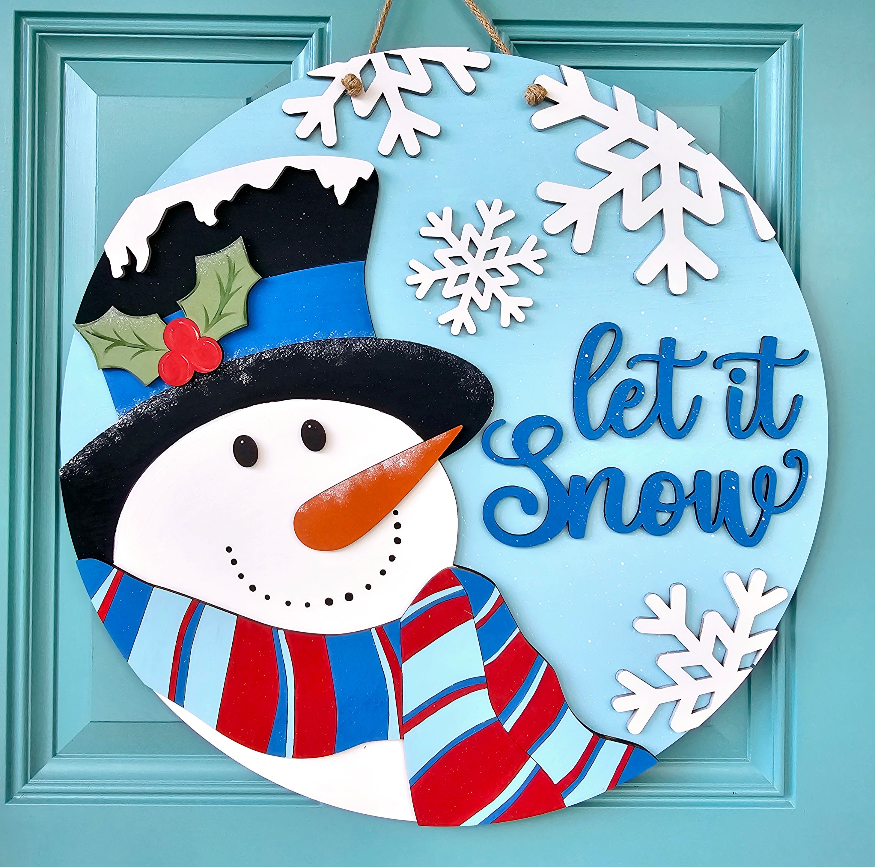 Let it Snow Snowman Door Hanger – Teal Moon Creations