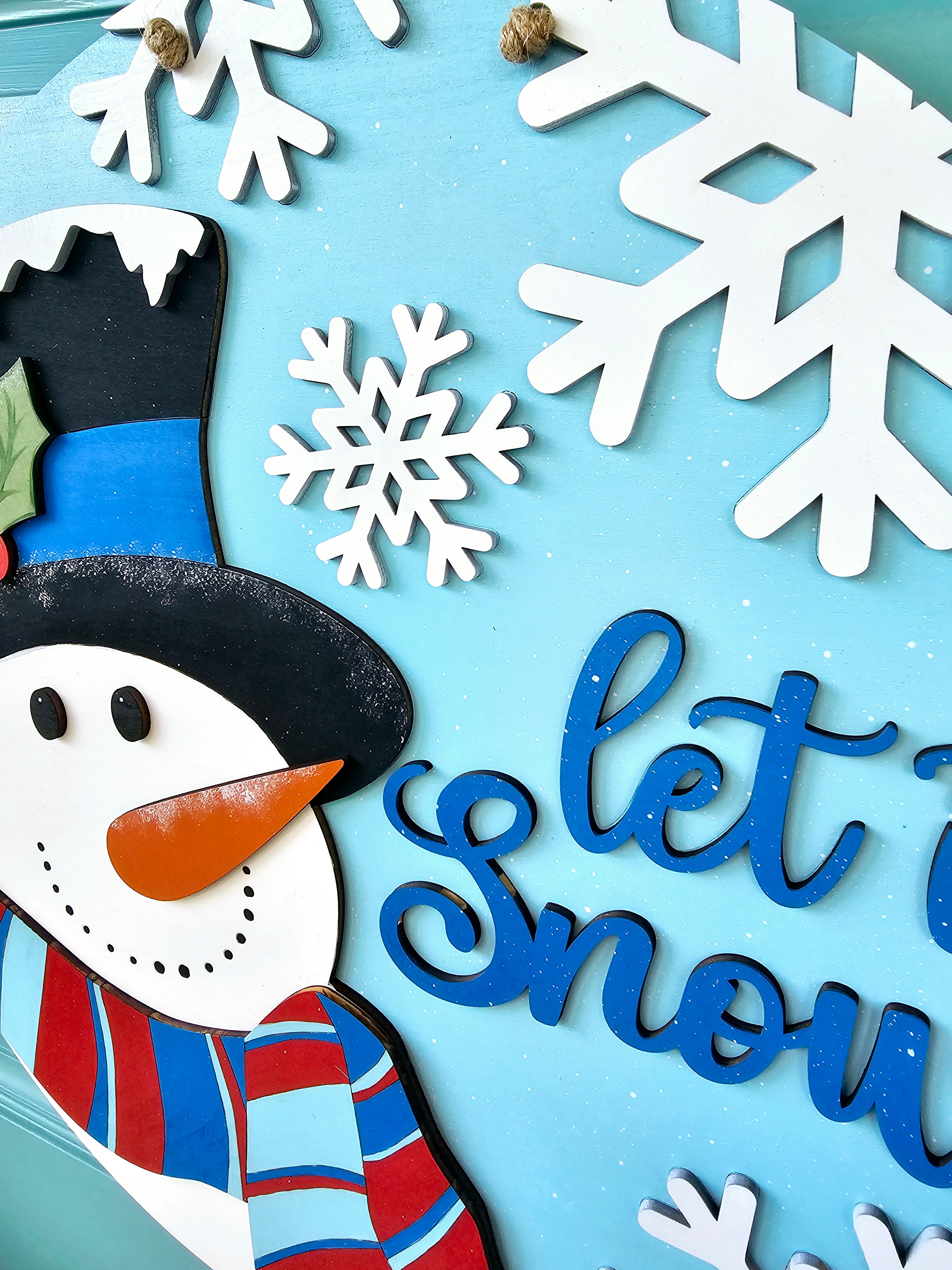 Let it Snow Snowman Door Hanger – Teal Moon Creations