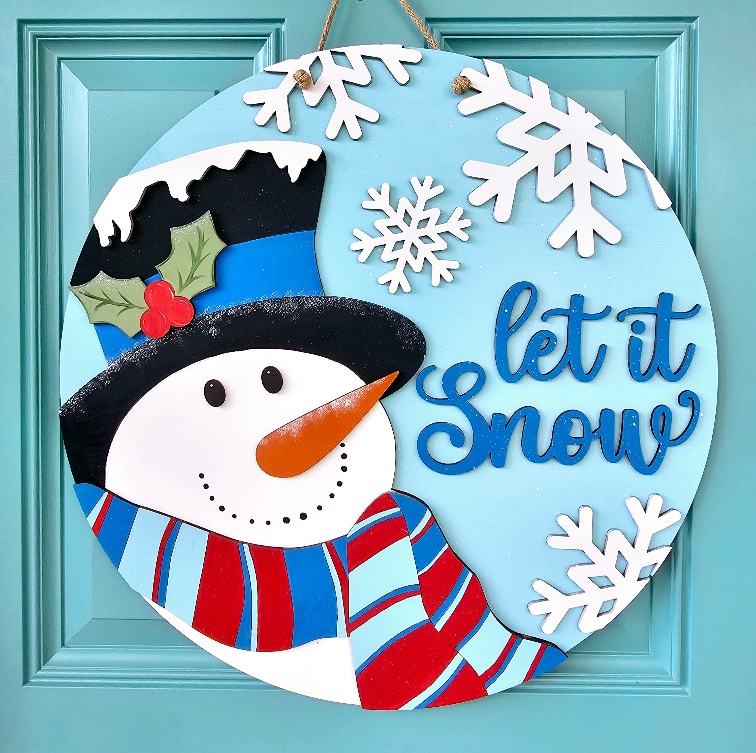 Let it Snow Snowman Door Hanger – Teal Moon Creations