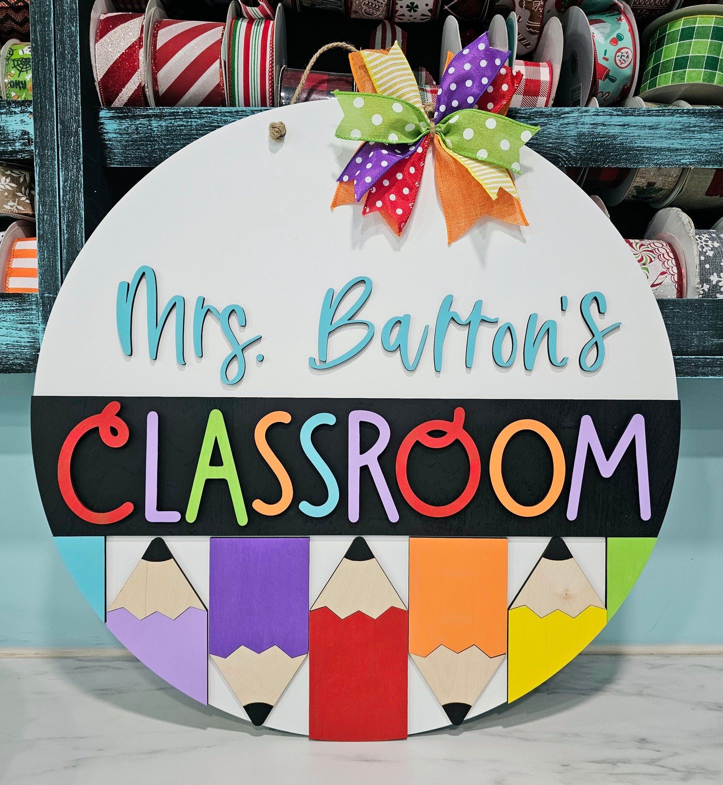 Personalized Colorful Pencil Door Hanger