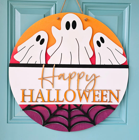 Happy Halloween Ombre Ghost Door Hanger