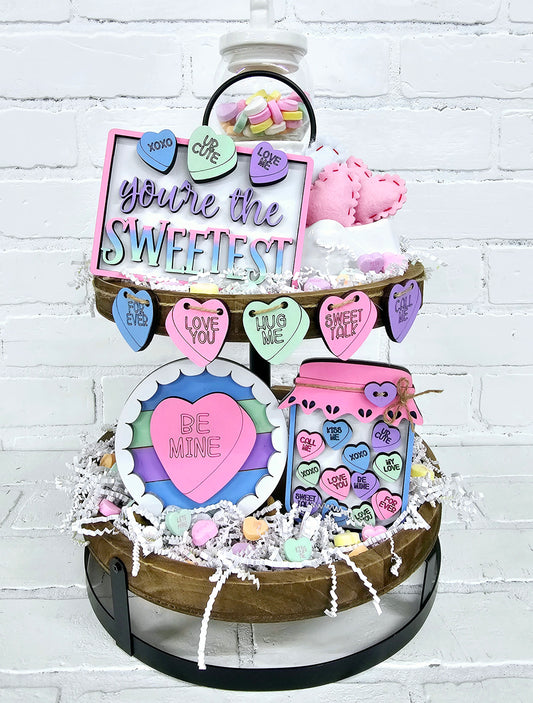 Conversation Hearts Tiered Tray Set