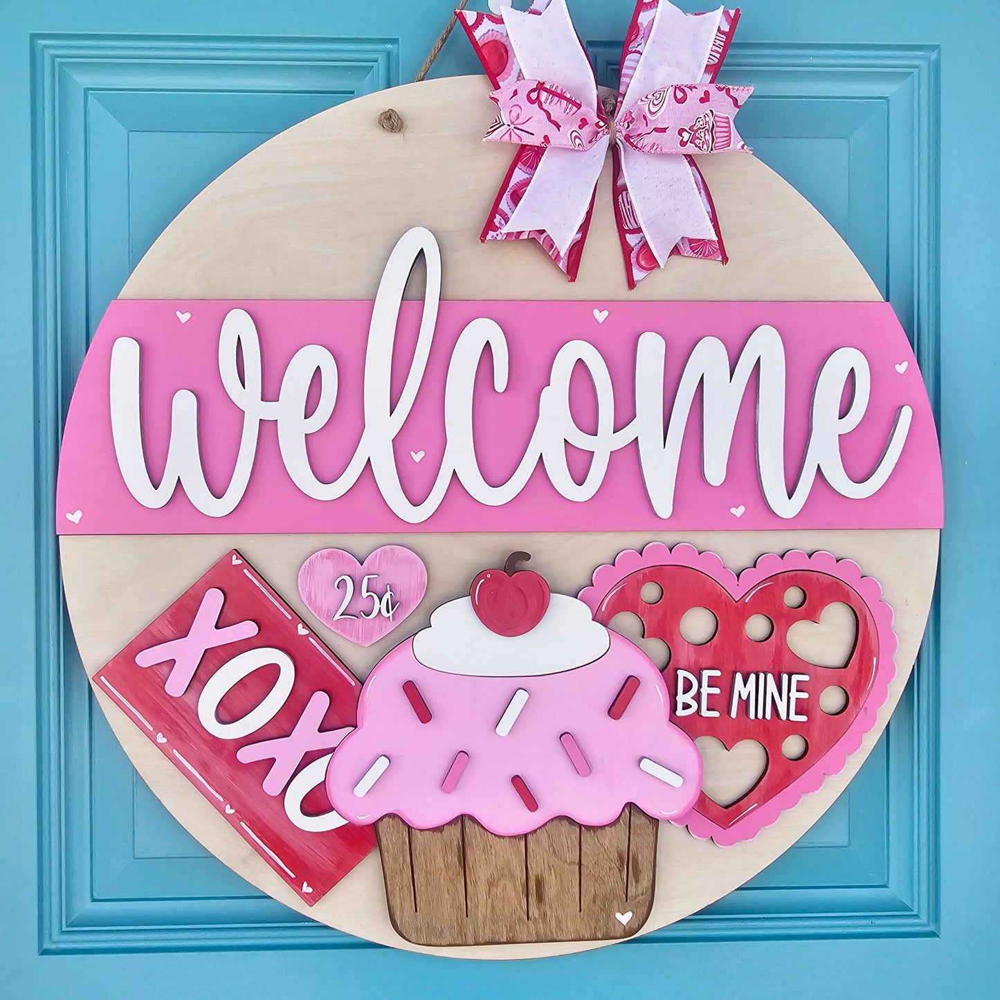 Valentines Day Cupcake Door Hanger