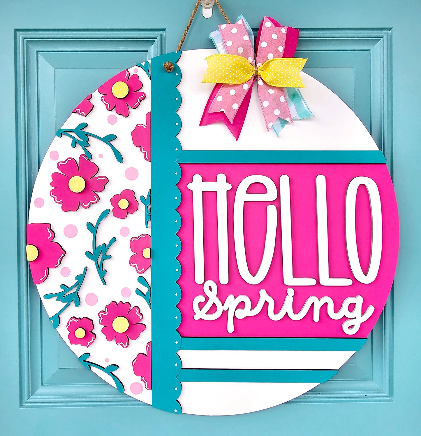 Pink Floral Door Hanger