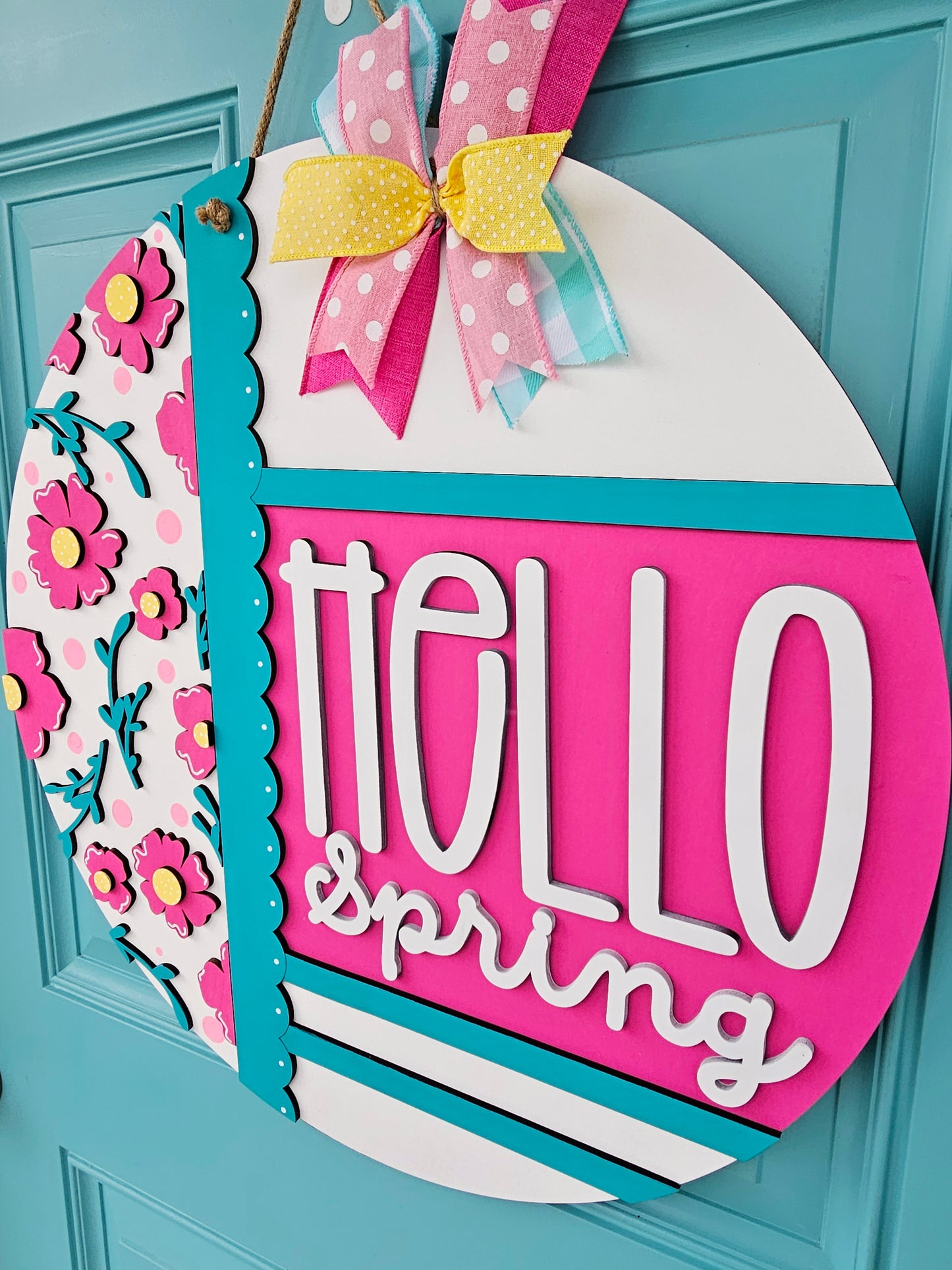 Pink Floral Door Hanger