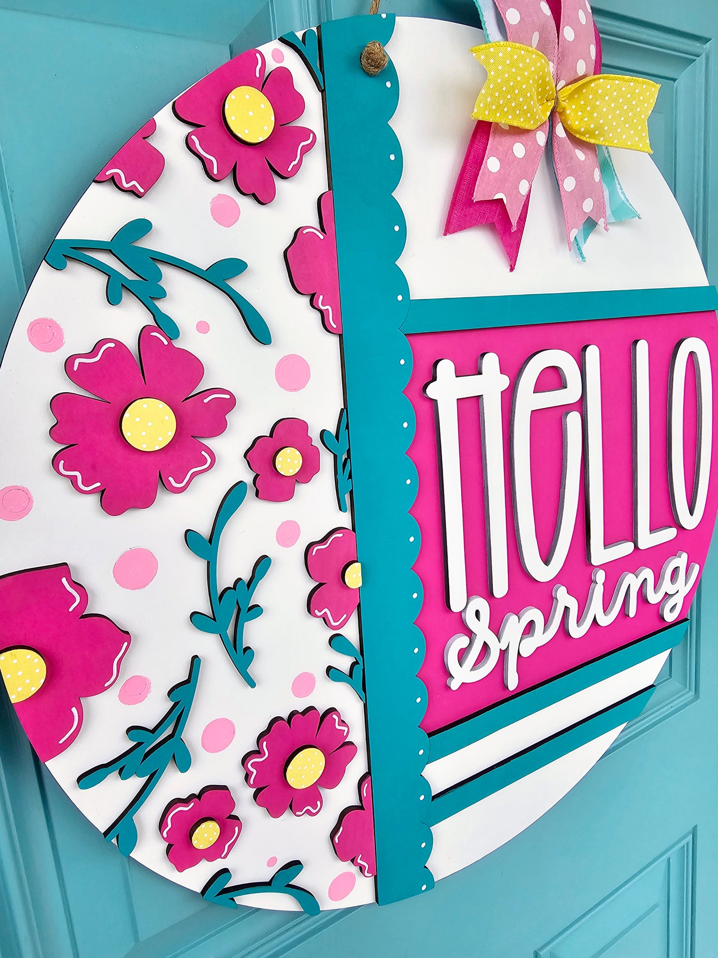 Pink Floral Door Hanger