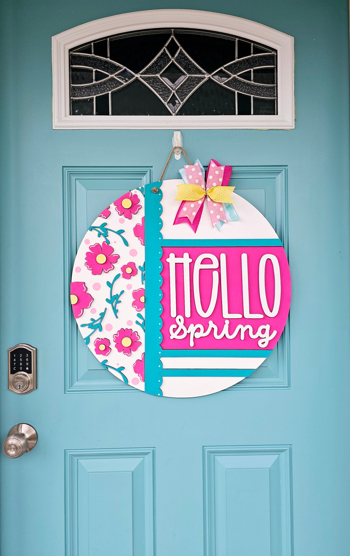 Pink Floral Door Hanger