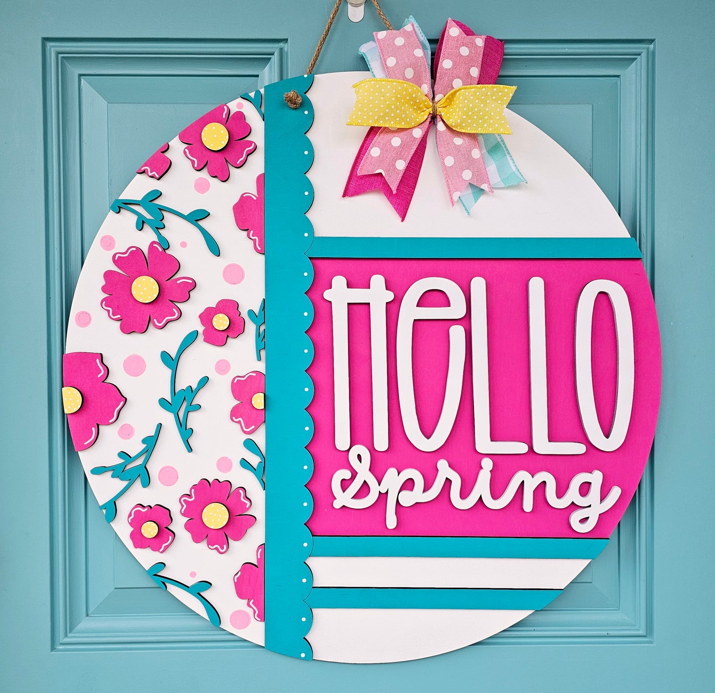 Pink Floral Door Hanger