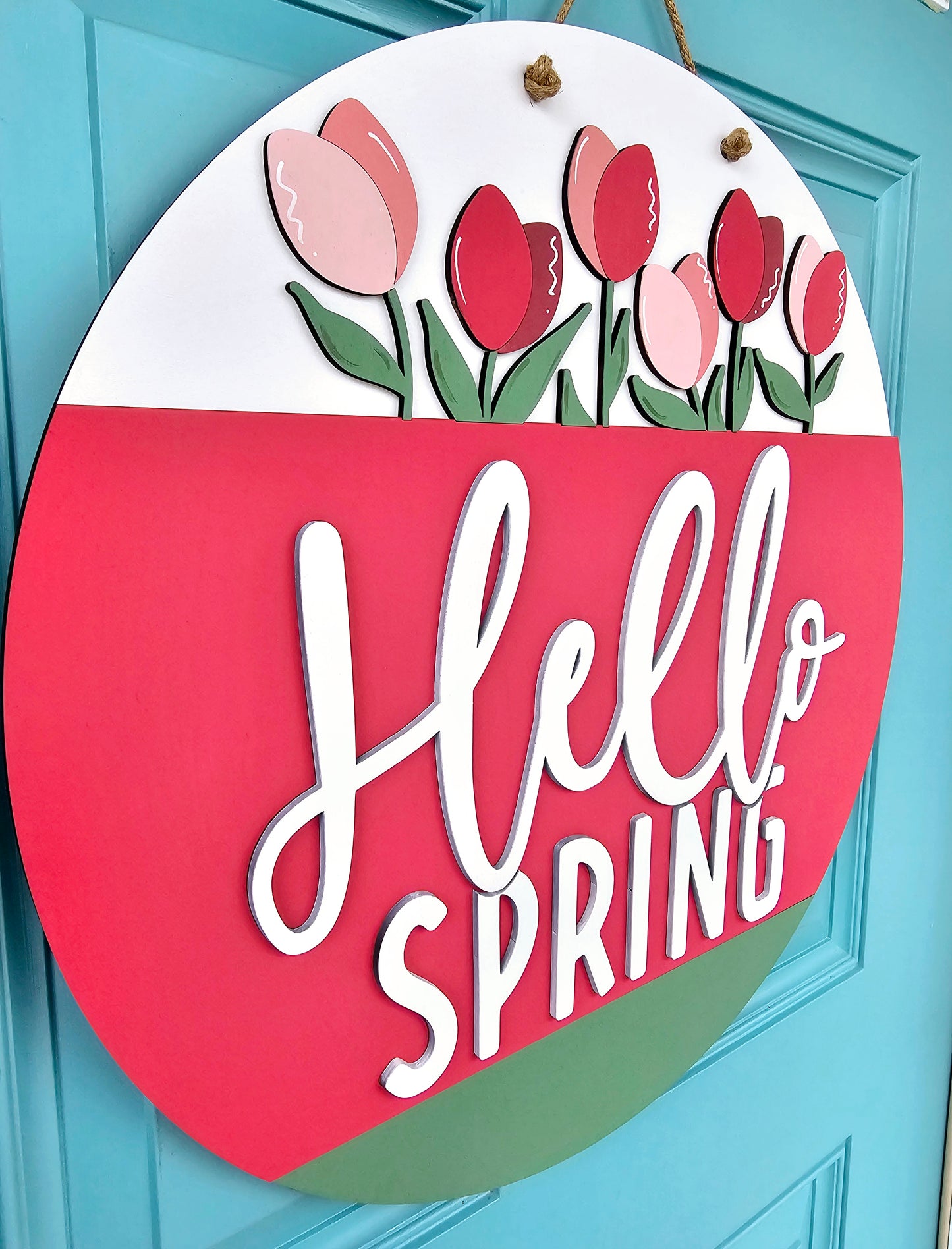 Hello Spring Tulip Door Hanger