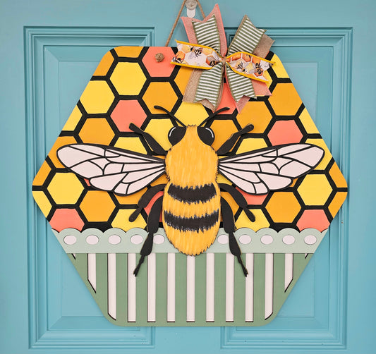 Hexagon Bee Door Hanger