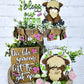 Spring Highland Cow Tiered Tray Set