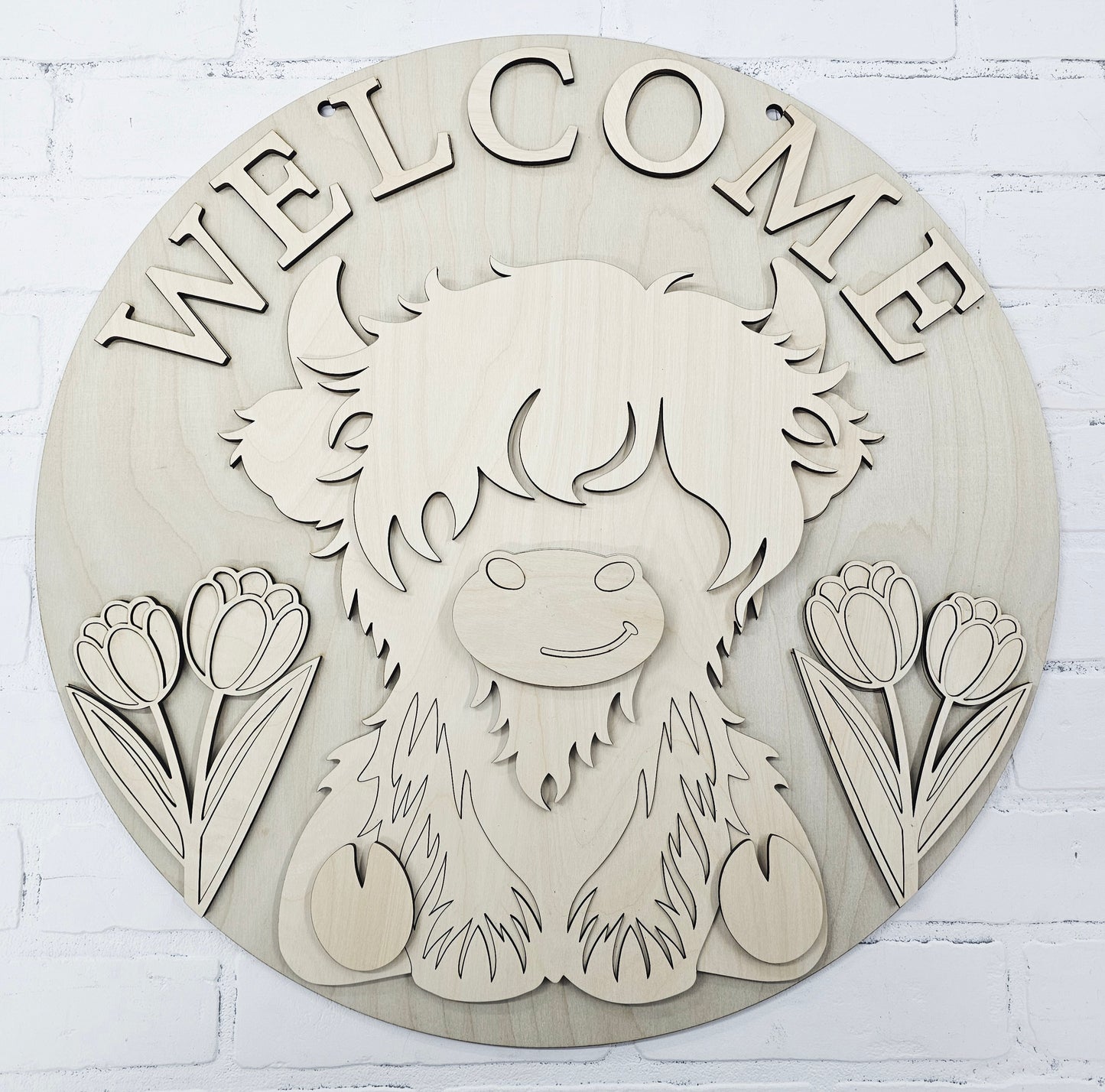 Spring Tulip Cow Door Hanger